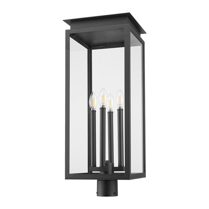 Z-Lite Nova 4 Light 10.5" Outdoor Post Mount/Round, Black/Clear