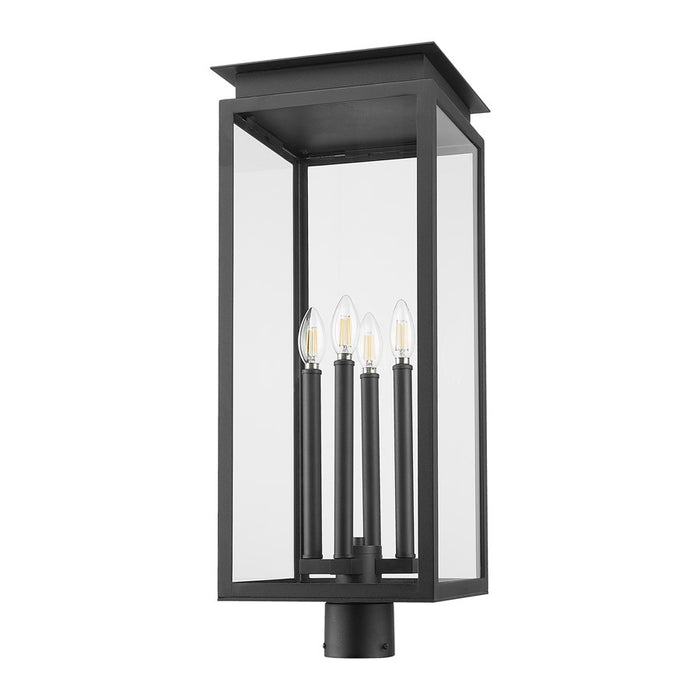 Z-Lite Nova 4 Light 10.5" Outdoor Post Mount/Round, Black/Clear