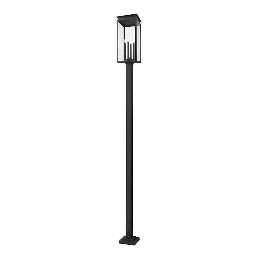 Z-Lite Nova 4 Light 10.5" Outdoor Post Mounted, Black/Clear - 5018PHBS-536P-BK
