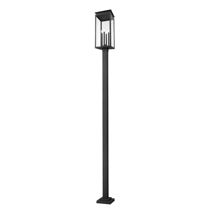 Z-Lite Nova 4 Light 10.5" Outdoor Post Mounted, Black/Clear