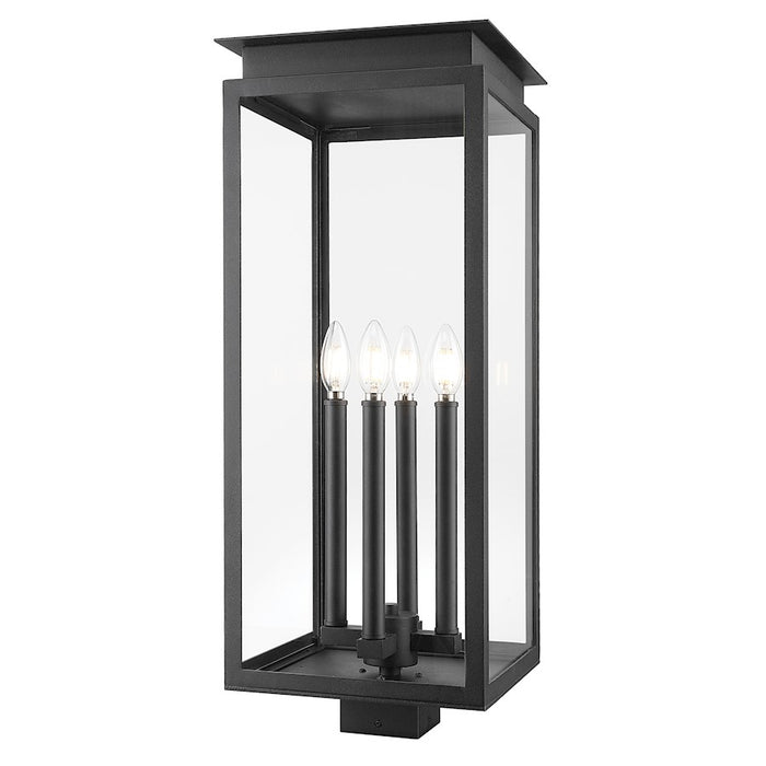 Z-Lite Nova 4 Light 10.5" Outdoor Post Mount/Square, Black/Clear - 5018PHBS-BK