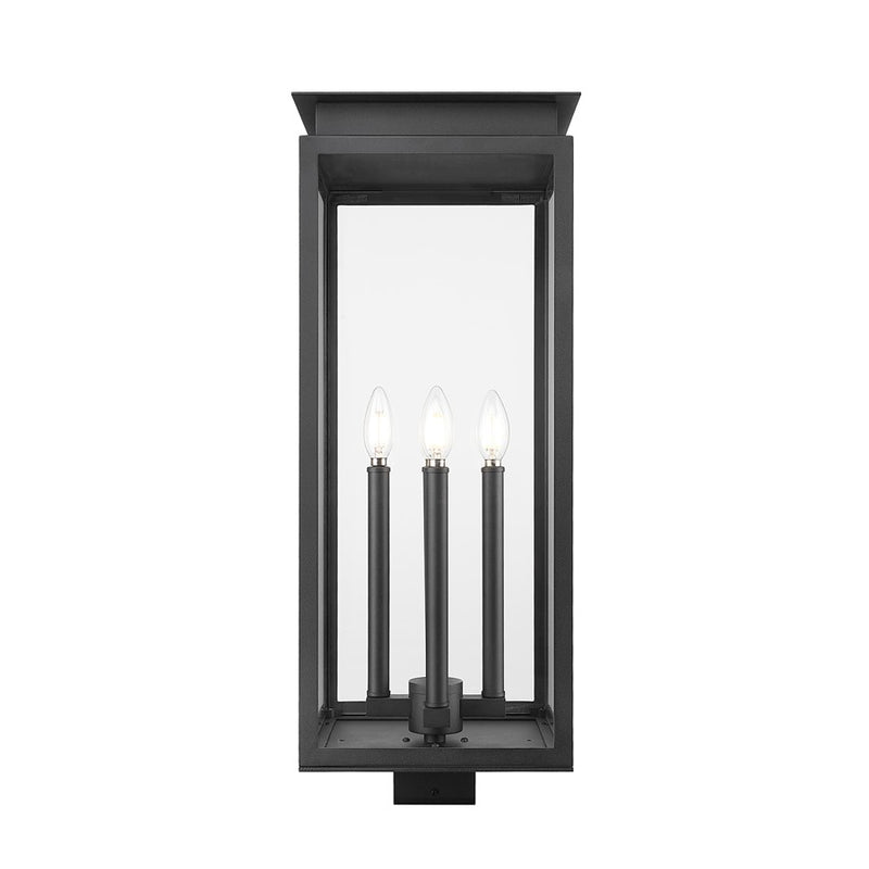 Z-Lite Nova 4 Light 10.5" Outdoor Post Mount/Square, Black/Clear