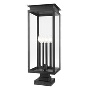 Z-Lite Nova 4Lt 10.5" Outdoor Pier Mount/Square, Black/Clear - 5018PHBS-SQPM-BK