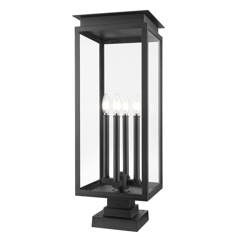 Z-Lite Nova 4Lt 10.5" Outdoor Pier Mount/Square, Black/Clear - 5018PHBS-SQPM-BK