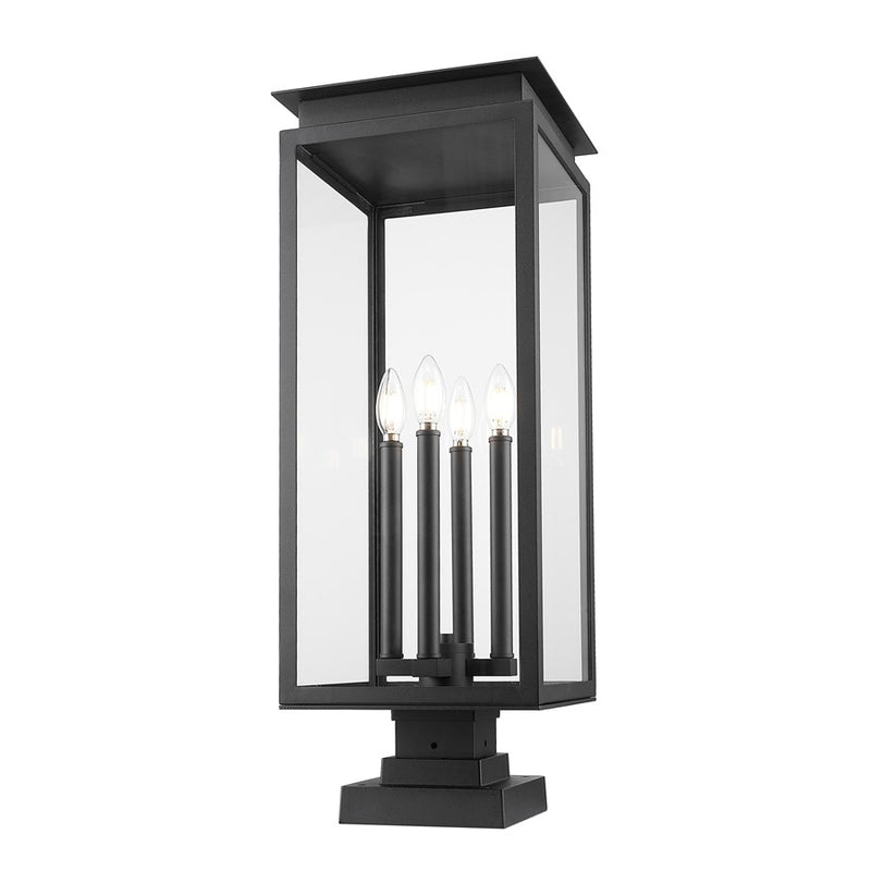 Z-Lite Nova 4Lt 10.5" Outdoor Pier Mount/Square, Black/Clear