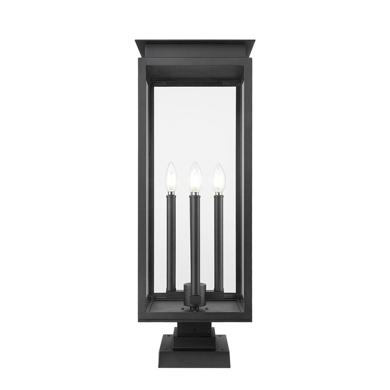 Z-Lite Nova 4Lt 10.5" Outdoor Pier Mount/Square, Black/Clear