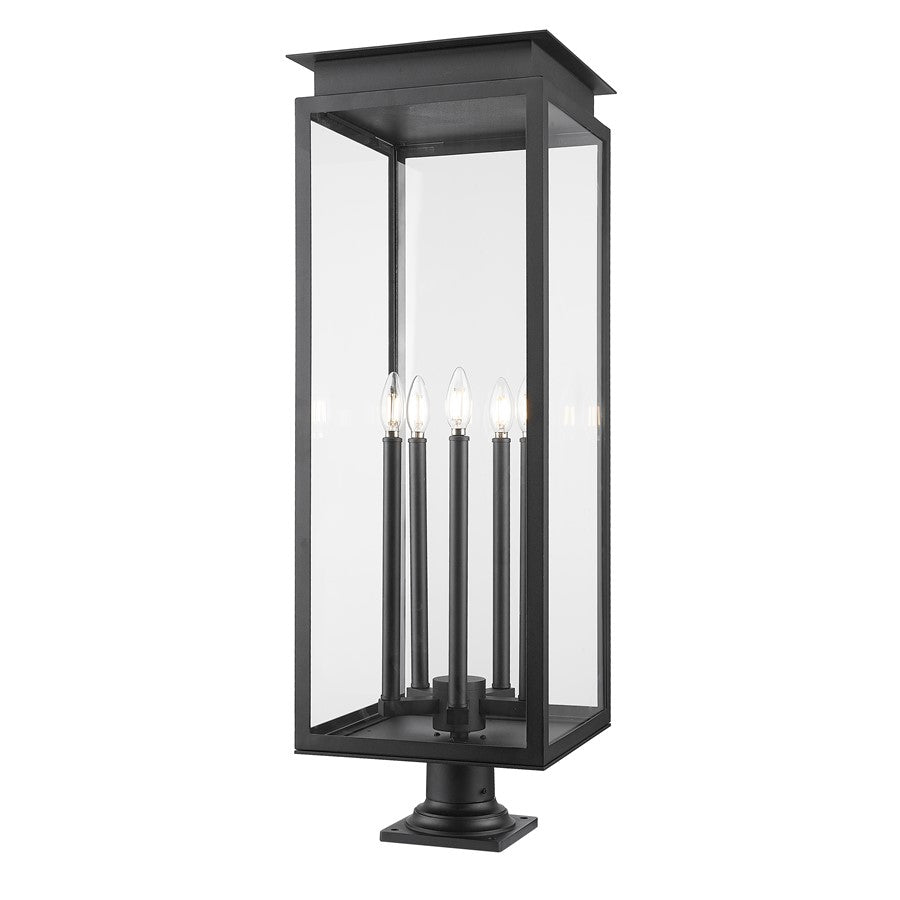 Z-Lite Nova 5Lt 12.5" Outdoor Pier Mount/Round, Black/Clear - 5018PHXLR-533PM-BK