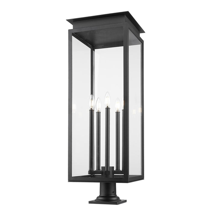 Z-Lite Nova 5Lt 12.5" Outdoor Pier Mount/Round, Black/Clear