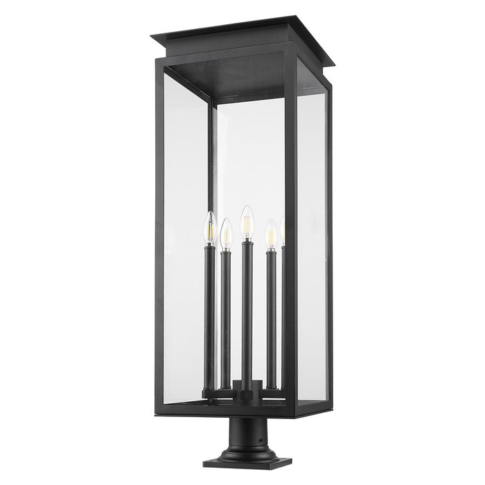Z-Lite Nova 5Lt 12.5" Outdoor Pier Mount/Round, Black/Clear