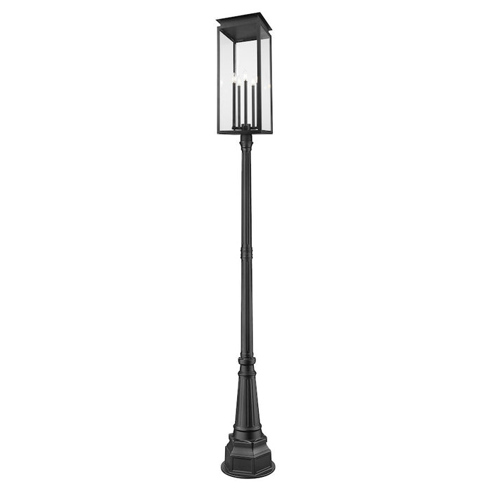 Z-Lite Nova 5 Light 14.25" Outdoor Post Mounted, Black/Clear - 5018PHXLR-564P-BK