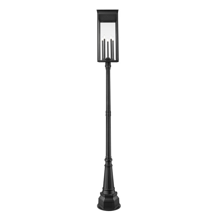 Z-Lite Nova 5 Light 14.25" Outdoor Post Mounted, Black/Clear