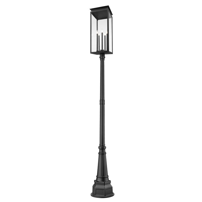 Z-Lite Nova 5 Light 14.25" Outdoor Post Mounted, Black/Clear