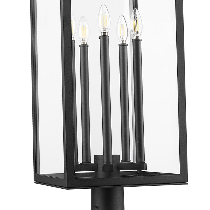 Z-Lite Nova 5 Light 14.25" Outdoor Post Mounted, Black/Clear