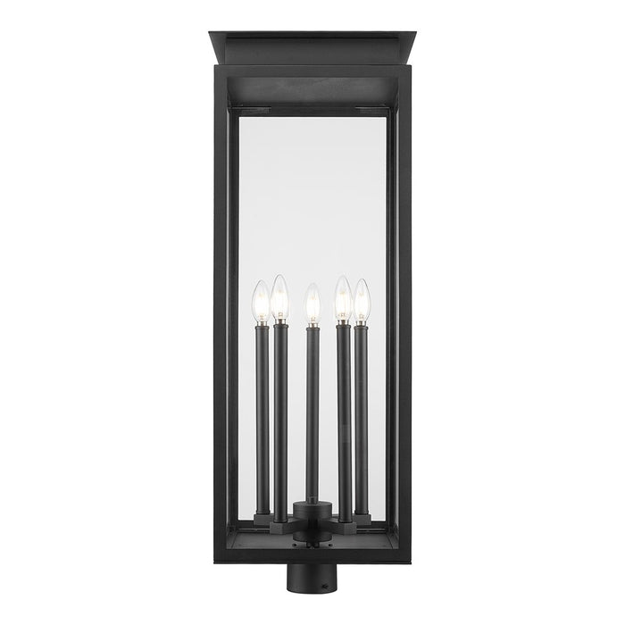 Z-Lite Nova 5 Light 12.5" Outdoor Post Mount/Round, Black/Clear
