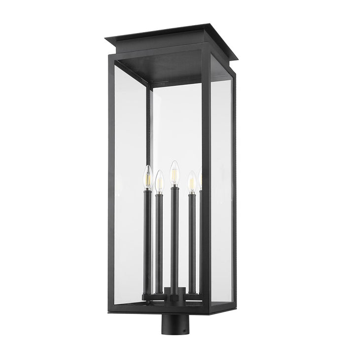 Z-Lite Nova 5 Light 12.5" Outdoor Post Mount/Round, Black/Clear