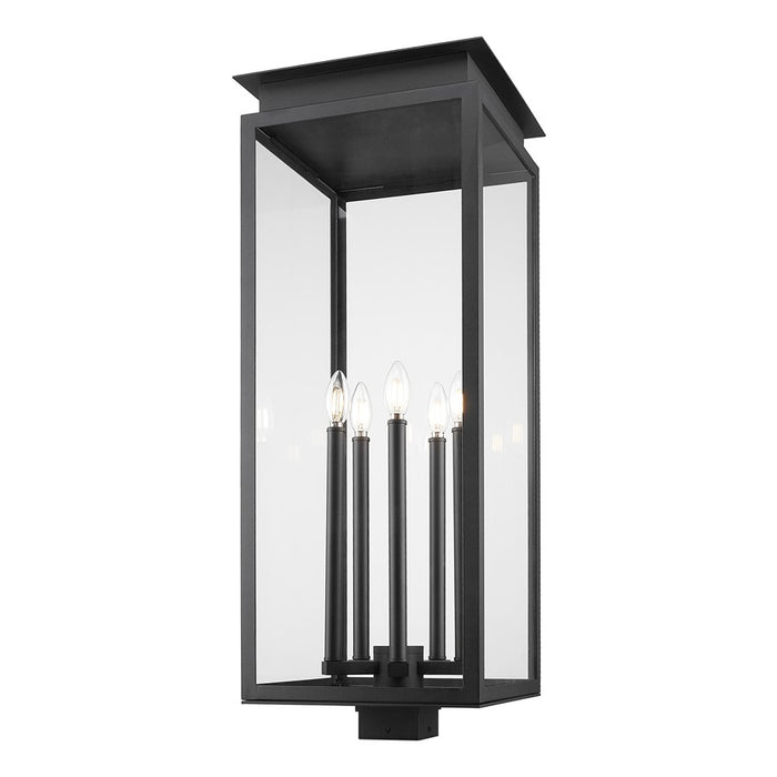 Z-Lite Nova 5 Light 12.5" Outdoor Post Mount/Square, Black/Clear