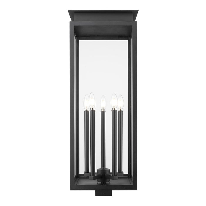 Z-Lite Nova 5 Light 12.5" Outdoor Post Mount/Square, Black/Clear