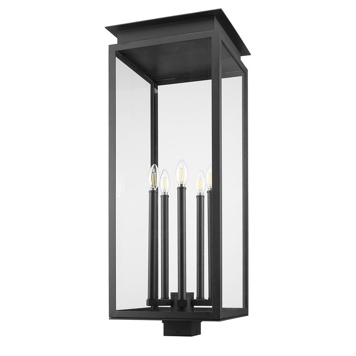 Z-Lite Nova 5 Light 12.5" Outdoor Post Mount/Square, Black/Clear