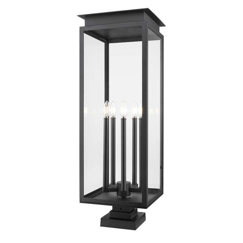 Z-Lite Nova 5Lt 12.5" Outdoor Pier Mount/Square, Black/Clear - 5018PHXLS-SQPM-BK