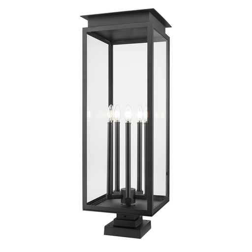 Z-Lite Nova 5Lt 12.5" Outdoor Pier Mount/Square, Black/Clear - 5018PHXLS-SQPM-BK