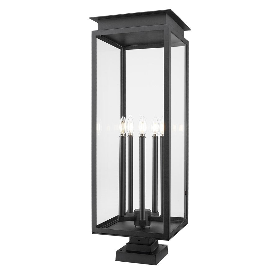 Z-Lite Nova 5Lt 12.5" Outdoor Pier Mount/Square, Black/Clear - 5018PHXLS-SQPM-BK