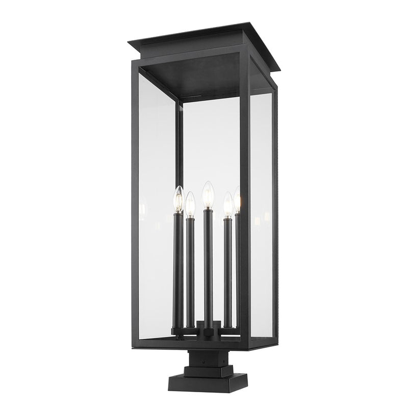 Z-Lite Nova 5Lt 12.5" Outdoor Pier Mount/Square, Black/Clear