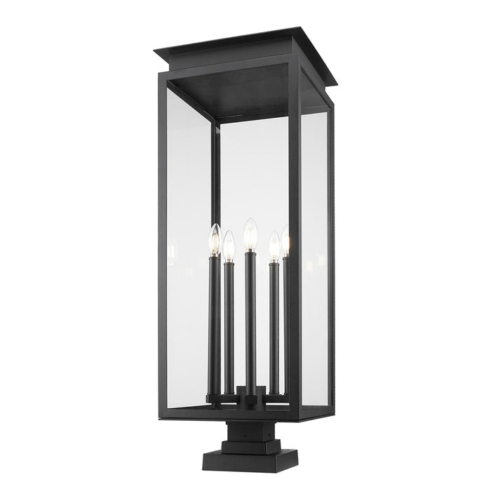 Z-Lite Nova 5Lt 12.5" Outdoor Pier Mount/Square, Black/Clear
