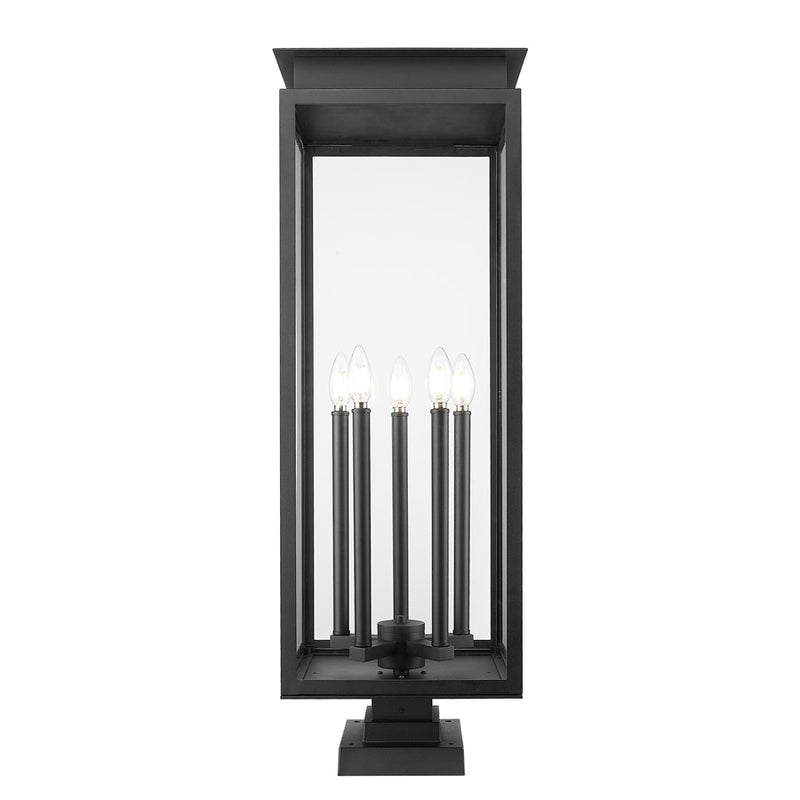 Z-Lite Nova 5Lt 12.5" Outdoor Pier Mount/Square, Black/Clear