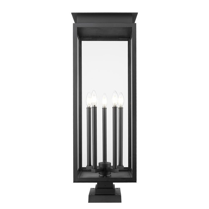 Z-Lite Nova 5Lt 12.5" Outdoor Pier Mount/Square, Black/Clear