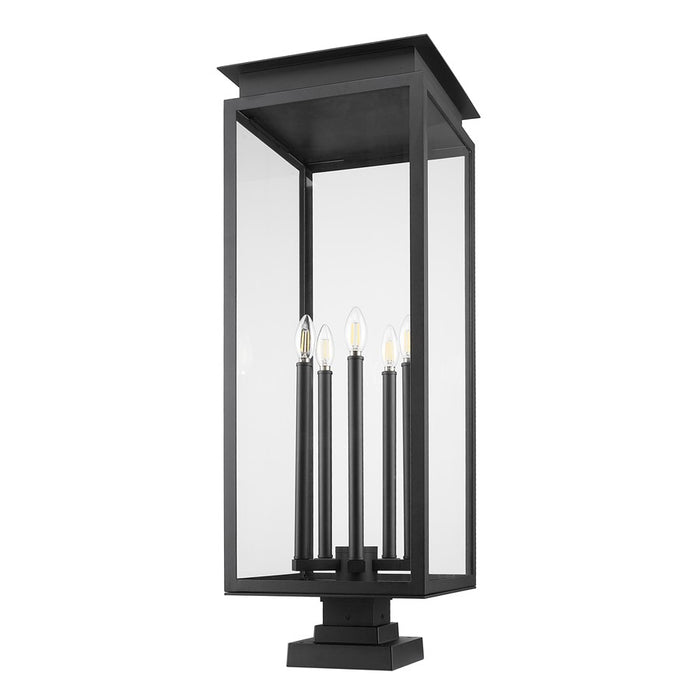 Z-Lite Nova 5Lt 12.5" Outdoor Pier Mount/Square, Black/Clear