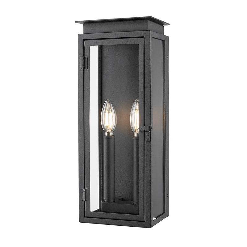 Z-Lite Nova 2 Light 5.5" Outdoor Wall Light, Black/Clear
