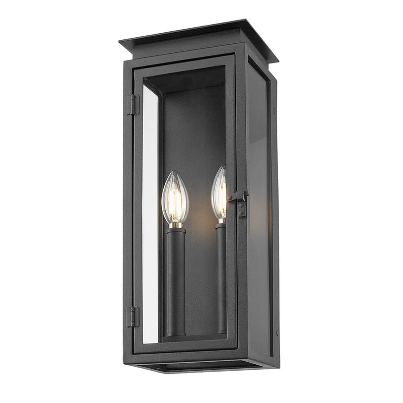 Z-Lite Nova 2 Light 5.5" Outdoor Wall Light, Black/Clear