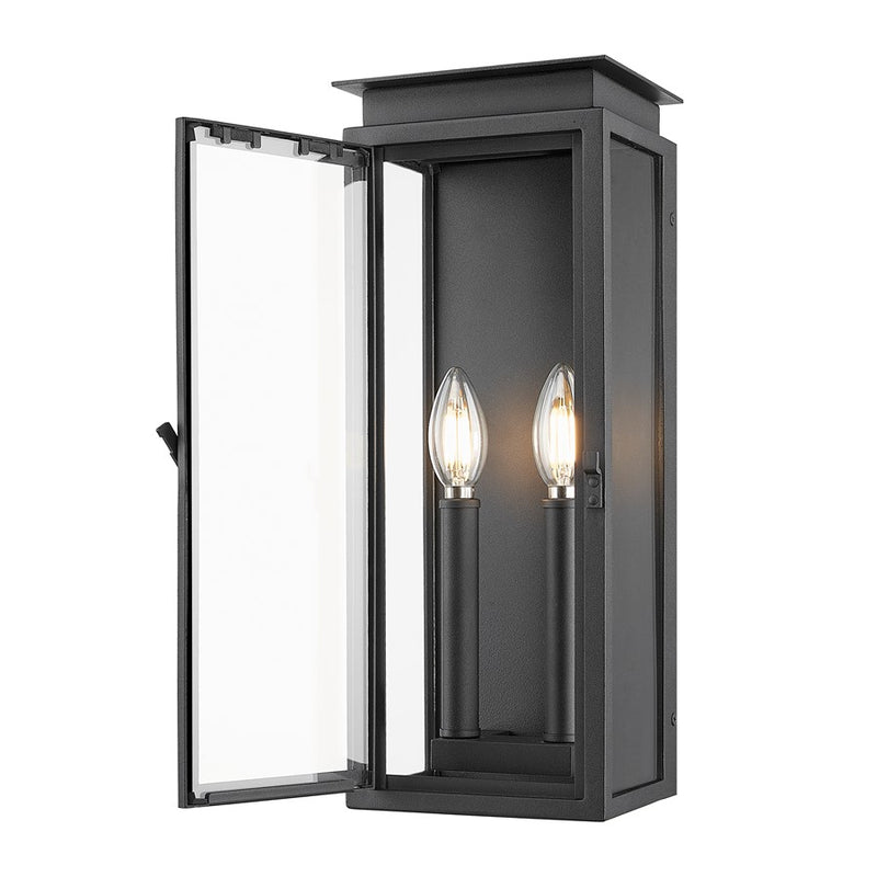 Z-Lite Nova 2 Light 5.5" Outdoor Wall Light, Black/Clear