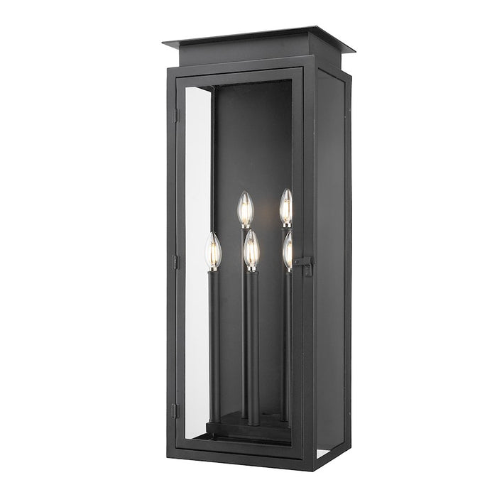 Z-Lite Nova 5 Light 9.25" Outdoor Wall Light, Black/Clear - 5018XL-BK