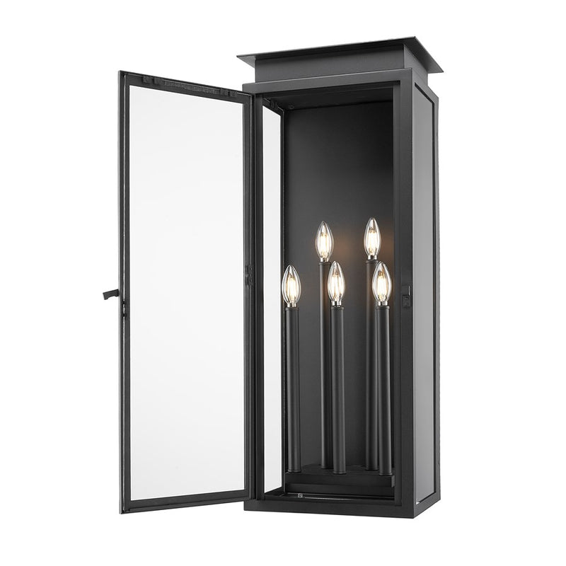 Z-Lite Nova 5 Light 9.25" Outdoor Wall Light, Black/Clear