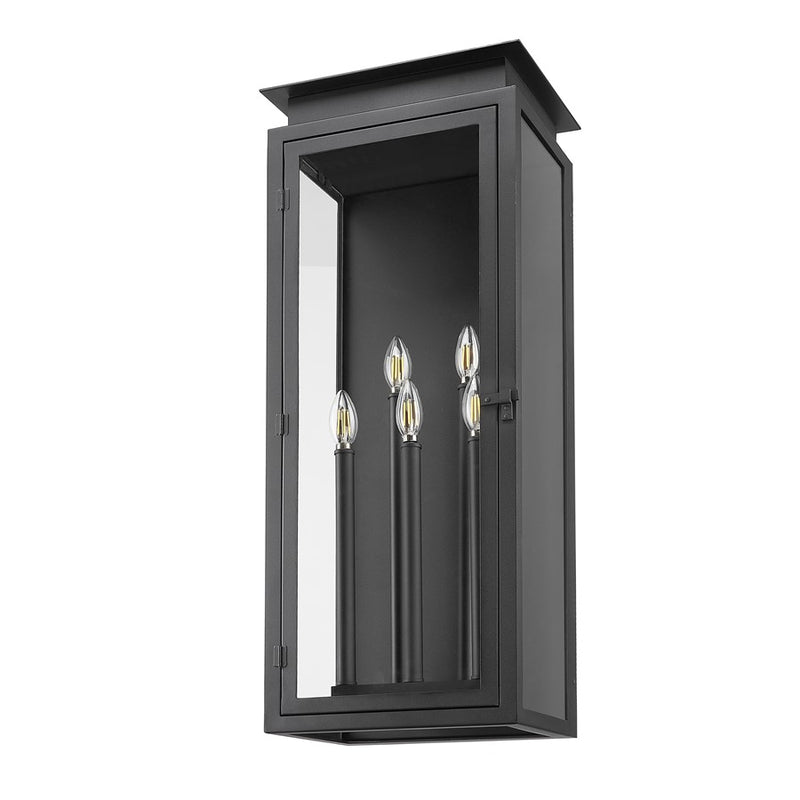 Z-Lite Nova 5 Light 9.25" Outdoor Wall Light, Black/Clear