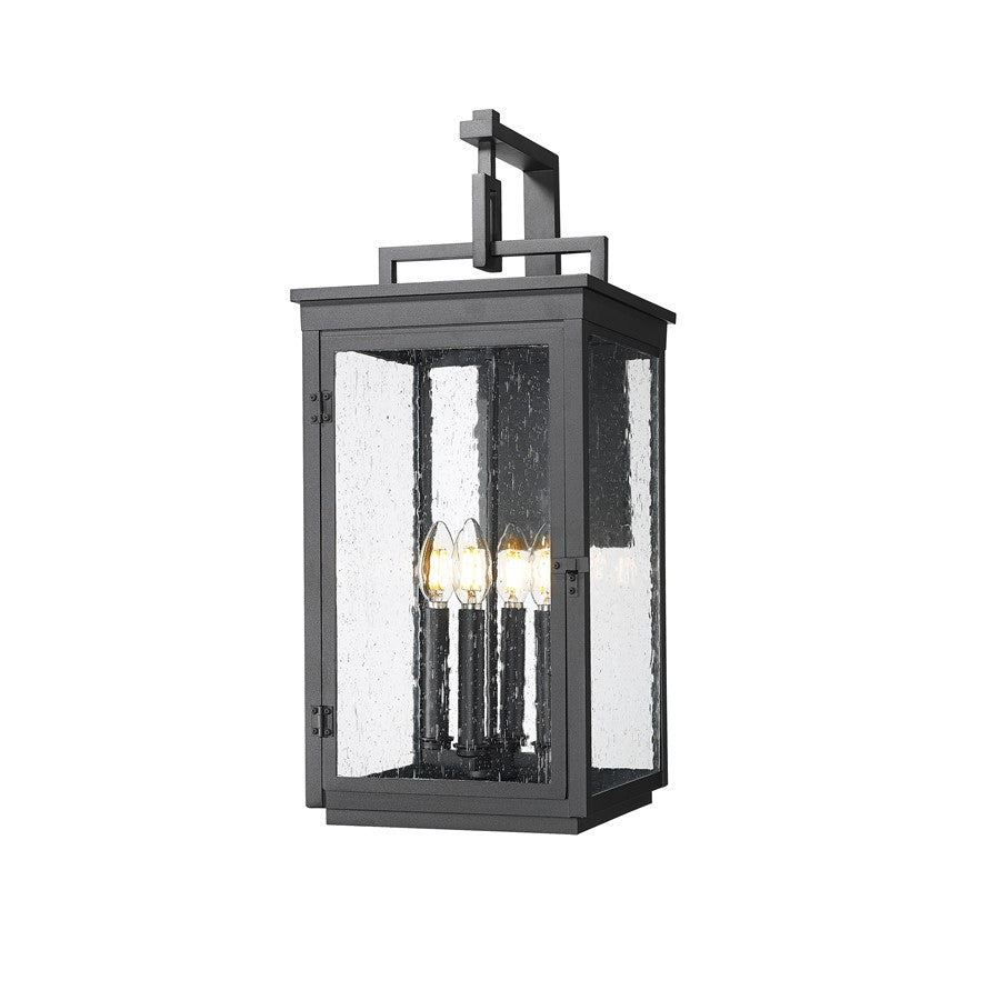 Z-Lite Hartwell 4 Light Outdoor Wall Light, Sand Black/Clear Seedy - 5019B-BK