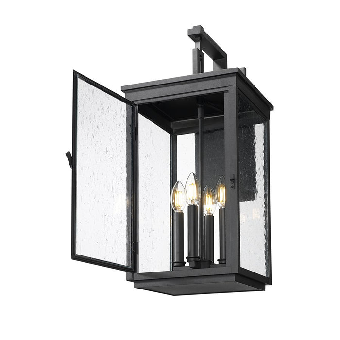 Z-Lite Hartwell 4 Light Outdoor Wall Light, Sand Black/Clear Seedy