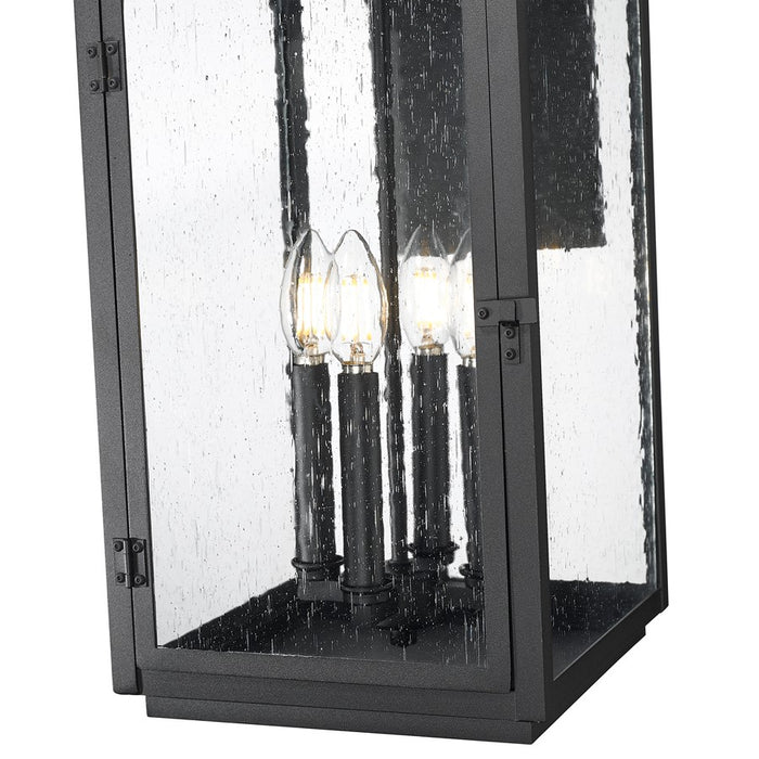 Z-Lite Hartwell 4 Light Outdoor Wall Light, Sand Black/Clear Seedy