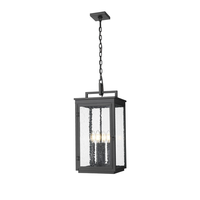 Z-Lite Hartwell 4Lt Outdoor Ceiling Fixture/Chain, Black/Seed - 5019CHB-BK