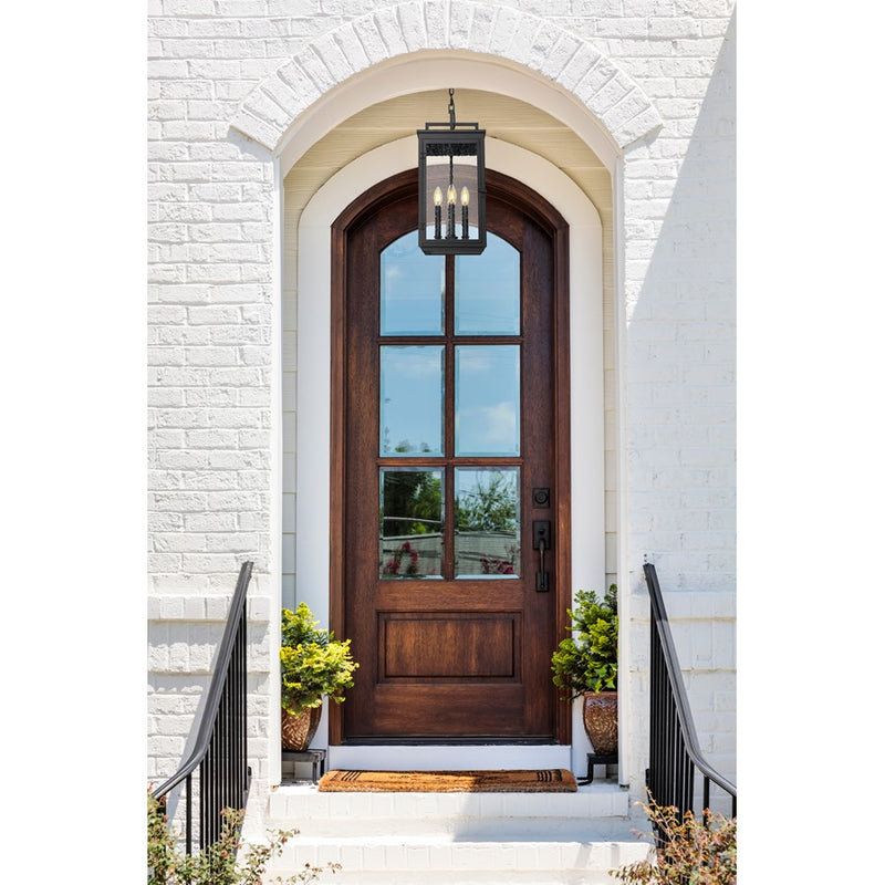 Z-Lite Hartwell 4Lt Outdoor Ceiling Fixture/Chain, Black/Seed