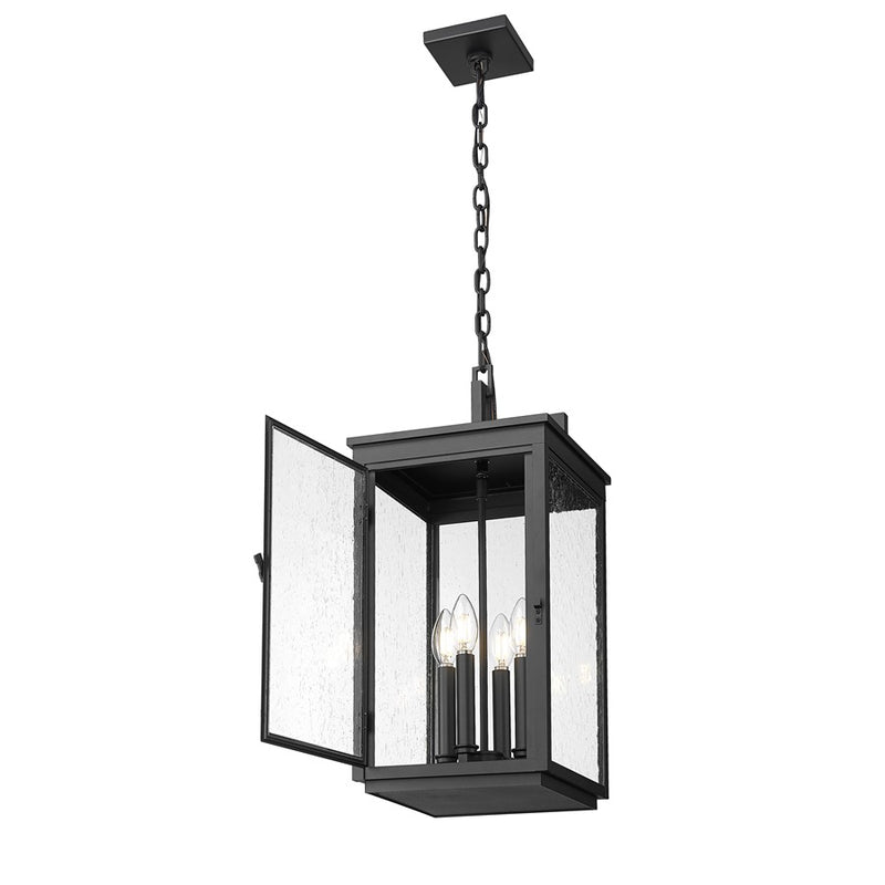 Z-Lite Hartwell 4Lt Outdoor Ceiling Fixture/Chain, Black/Seed