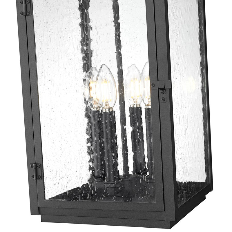 Z-Lite Hartwell 4Lt Outdoor Ceiling Fixture/Chain, Black/Seed