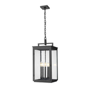 Z-Lite Hartwell 5Lt Outdoor Ceiling Fixture/Chain, Black/Seed - 5019CHXL-BK