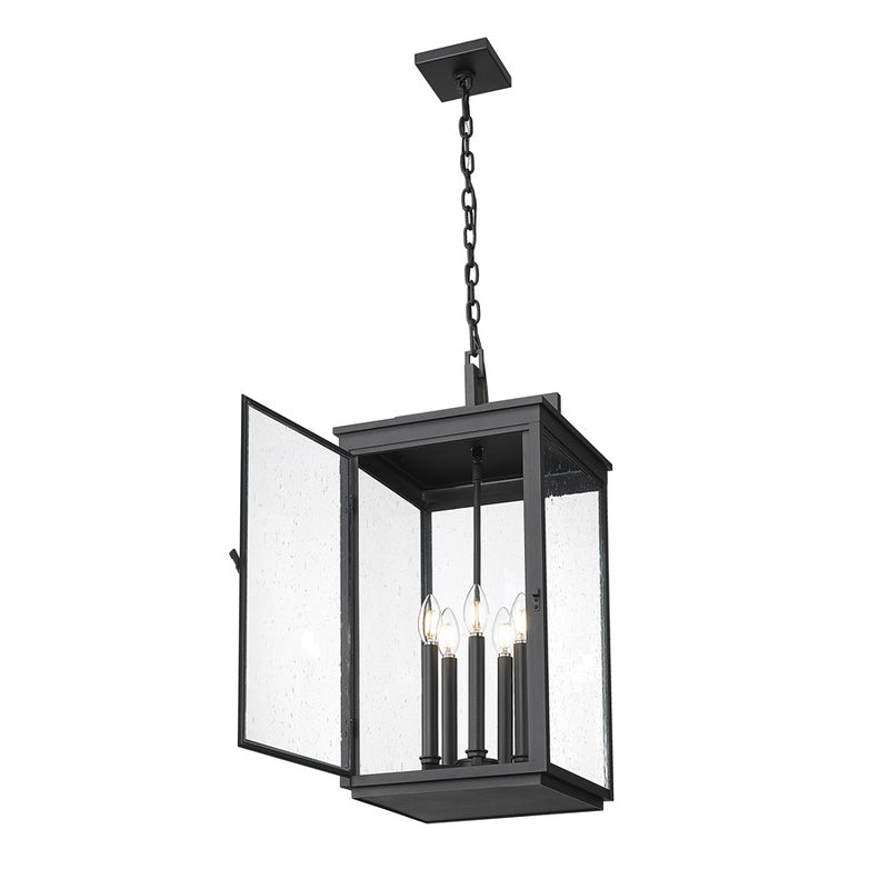 Z-Lite Hartwell 5Lt Outdoor Ceiling Fixture/Chain, Black/Seed