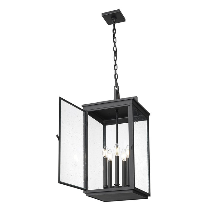 Z-Lite Hartwell 5Lt Outdoor Ceiling Fixture/Chain, Black/Seed