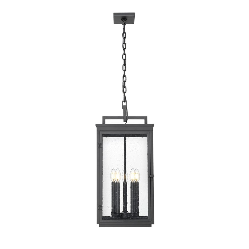 Z-Lite Hartwell 5Lt Outdoor Ceiling Fixture/Chain, Black/Seed