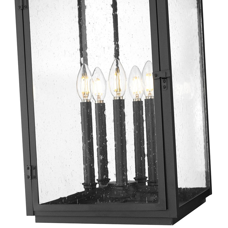 Z-Lite Hartwell 5Lt Outdoor Ceiling Fixture/Chain, Black/Seed