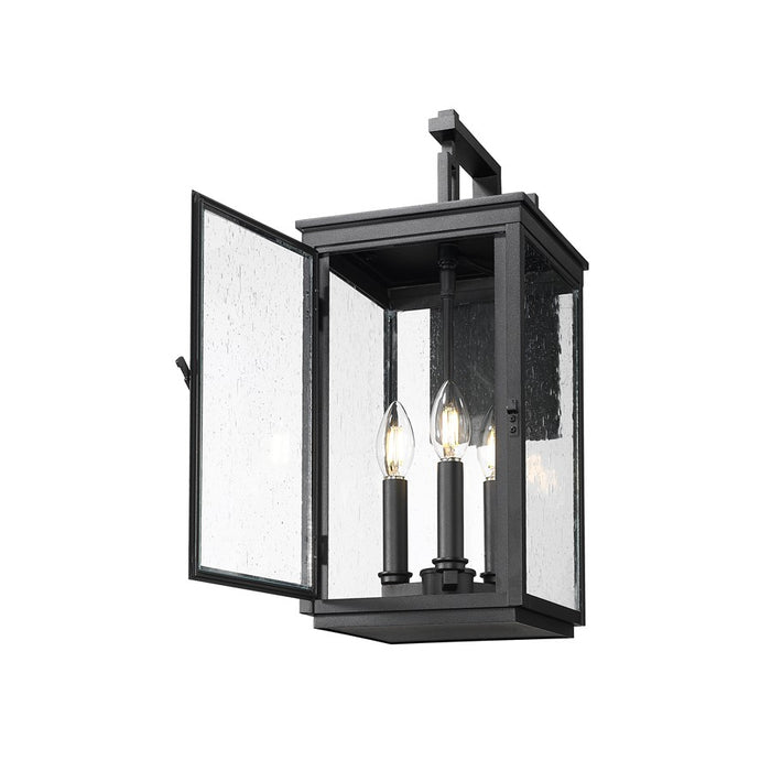 Z-Lite Hartwell 3 Light Outdoor Wall Light, Sand Black/Clear Seedy