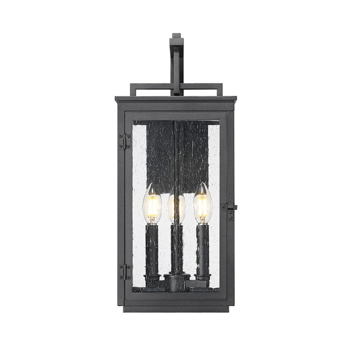 Z-Lite Hartwell 3 Light Outdoor Wall Light, Sand Black/Clear Seedy